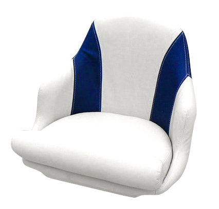 Captain's armchair upholstered in navy blue and white