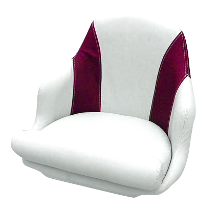 Captain's armchair upholstered in maroon and white