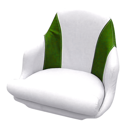 Captain's armchair upholstered in green and white