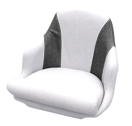 Captain's armchair upholstered in graphite and white
